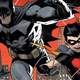 Batgirl, Batman, and Robin racing into battle.